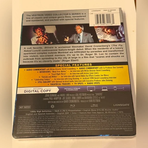 Shivers David Cronenberg’s Blu-Ray + Digital Movie - Picture 2 of 2